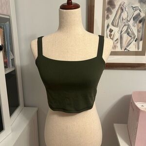 Aerie Olive Green Ribbed sports bra
